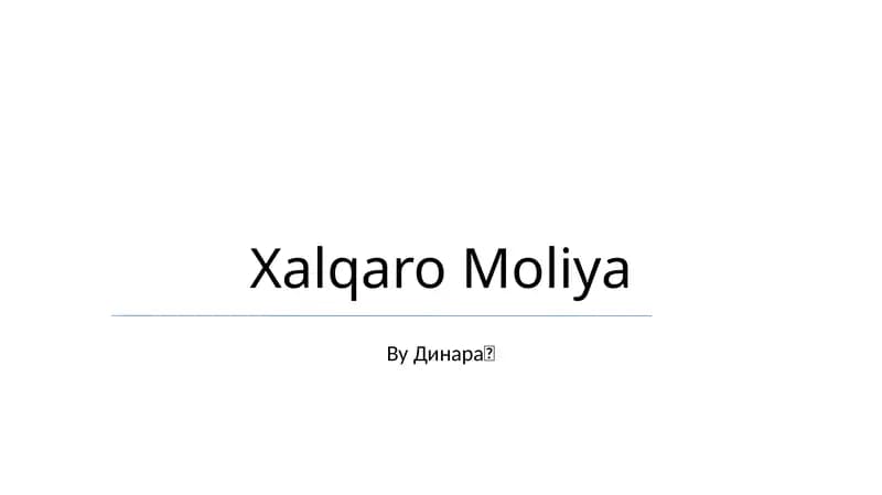 Xalqaro Moliya