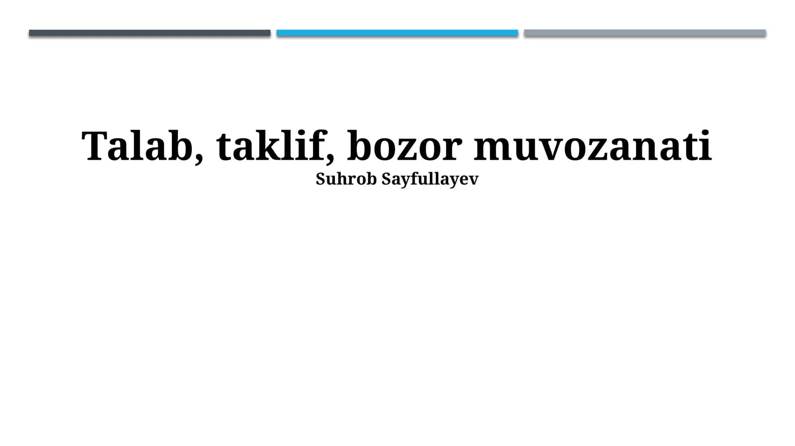 Talab, taklif, bozor muvozanati