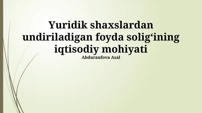 Soliqqa oid hisobotlar va nazorat