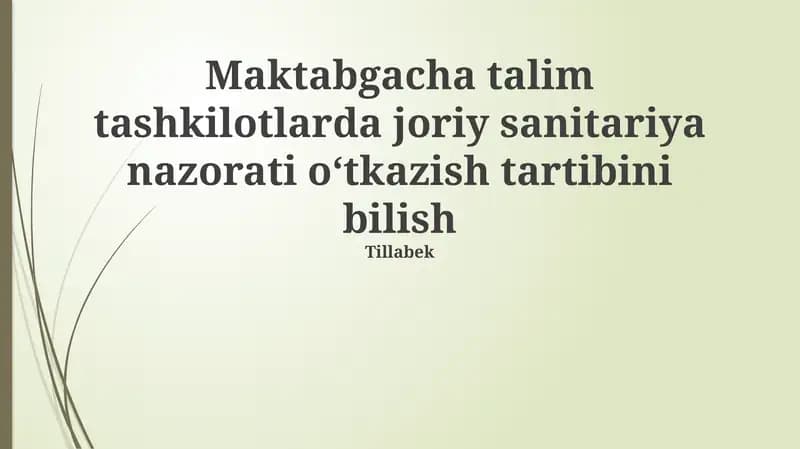 Joriy sanitariya nazorati oʻtkazish tartibi