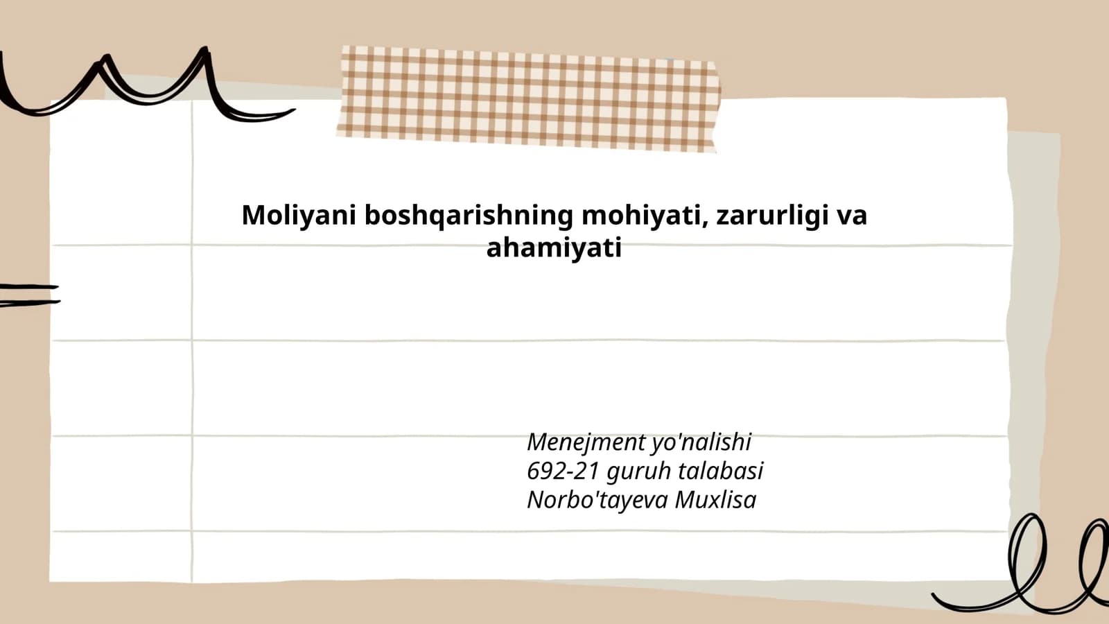 Moliyani boshqarishning mohiyati, zarurligi va ahamiyati