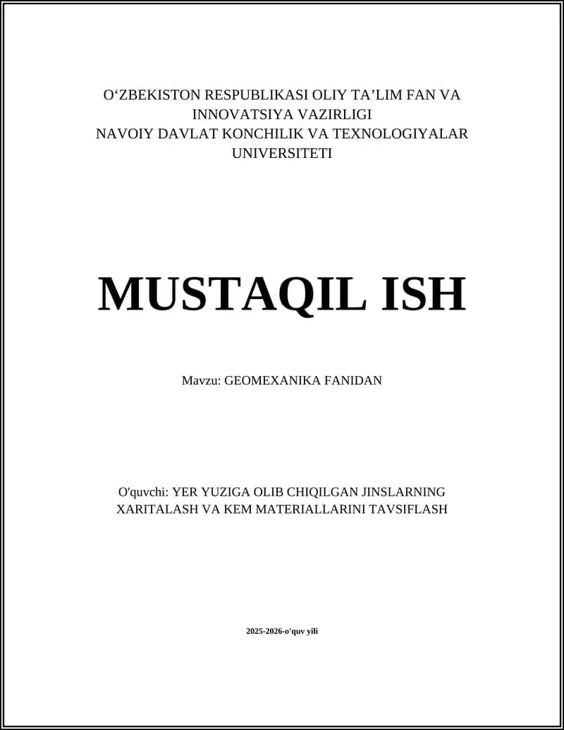 Tuproq va toshlarning mexanik xossalari