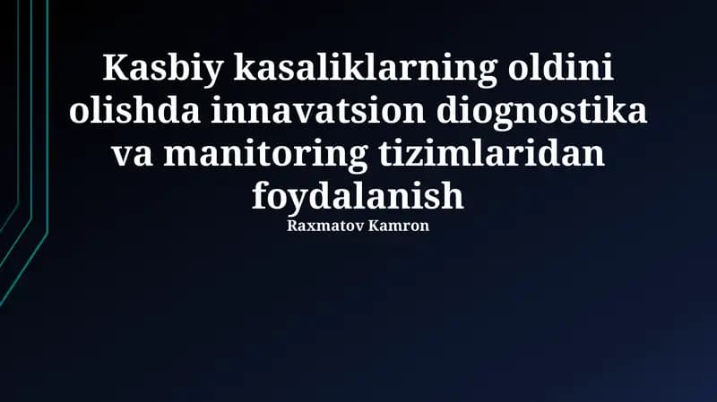 Innovatsion diagnostika va monitoring tizimlari: ta'rif va imkoniyatlar