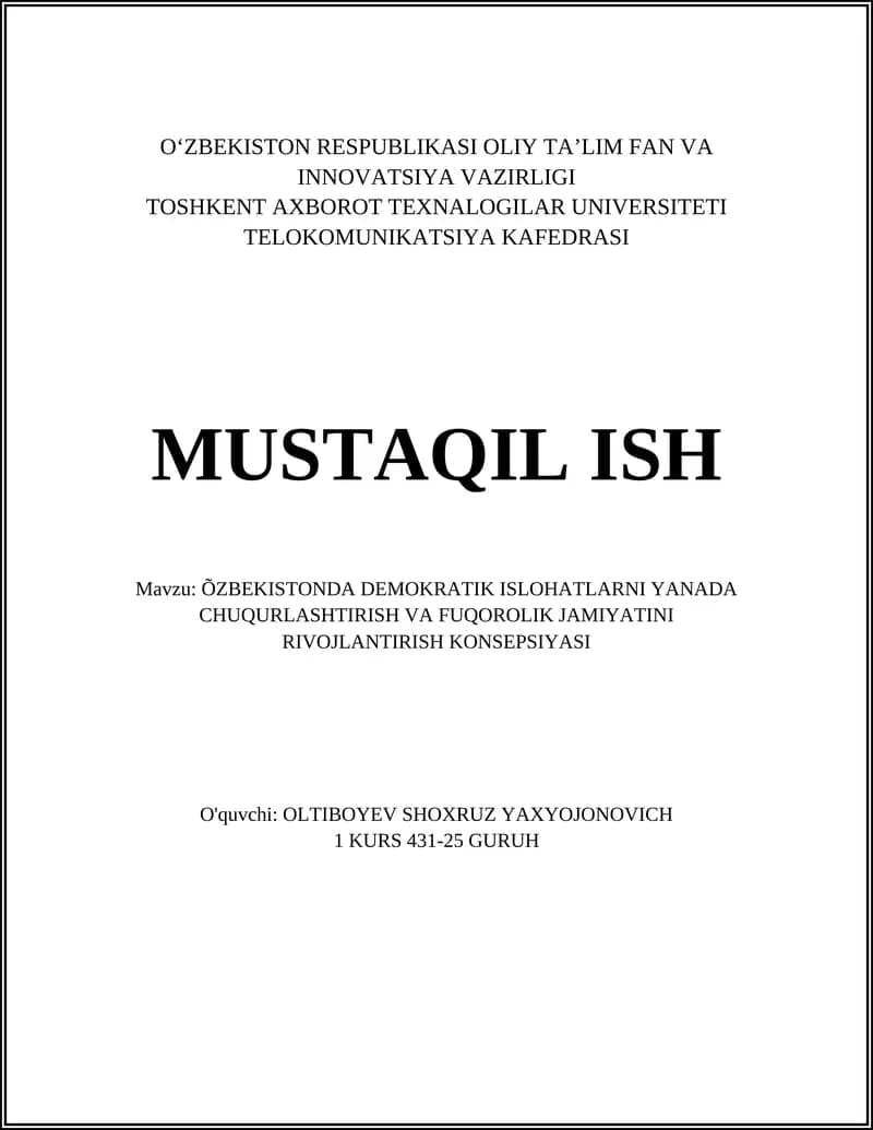 1. Demokratik islohotlar strategiyasini amalga oshirish mexanizmlari