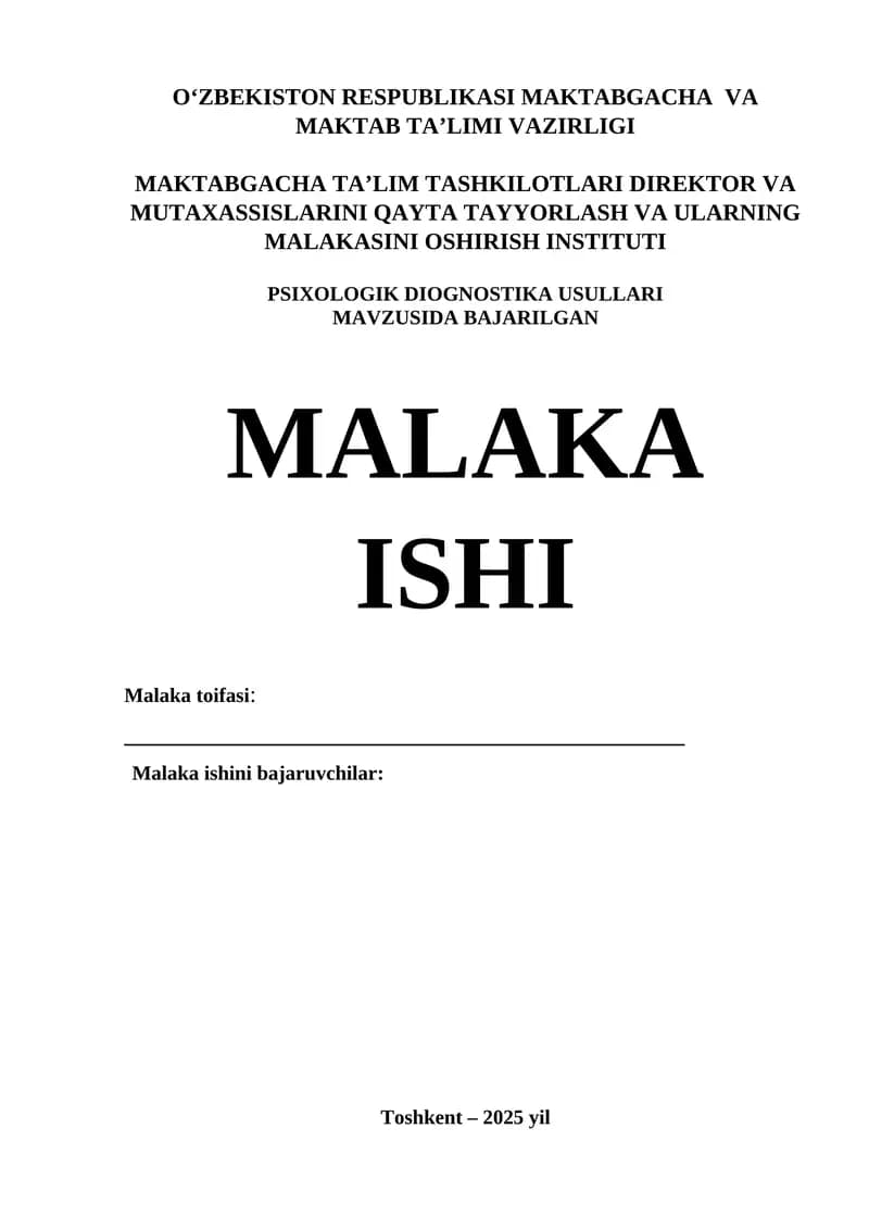 PSIXOLOGIK DIOGNOSTIKA USULLARI