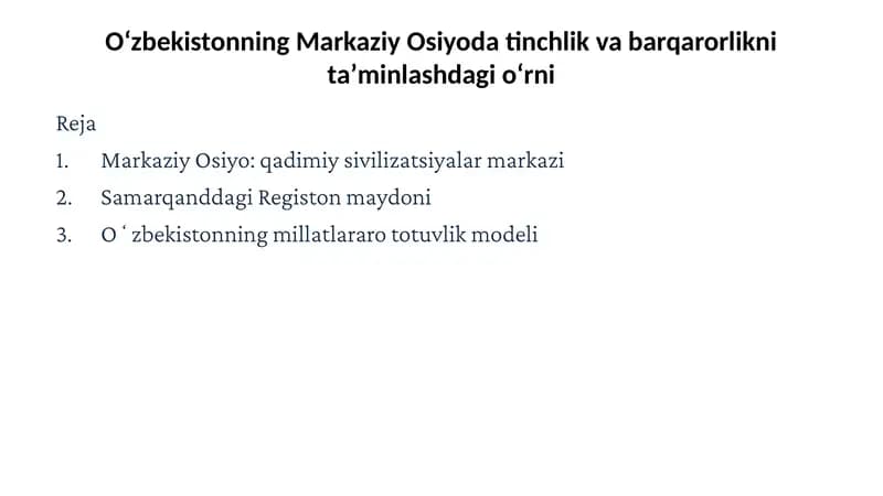 Markaziy Osiyo: qadimiysivilizatsiyalarmarkazi