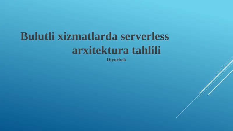 Serverless arxitektura tahlili