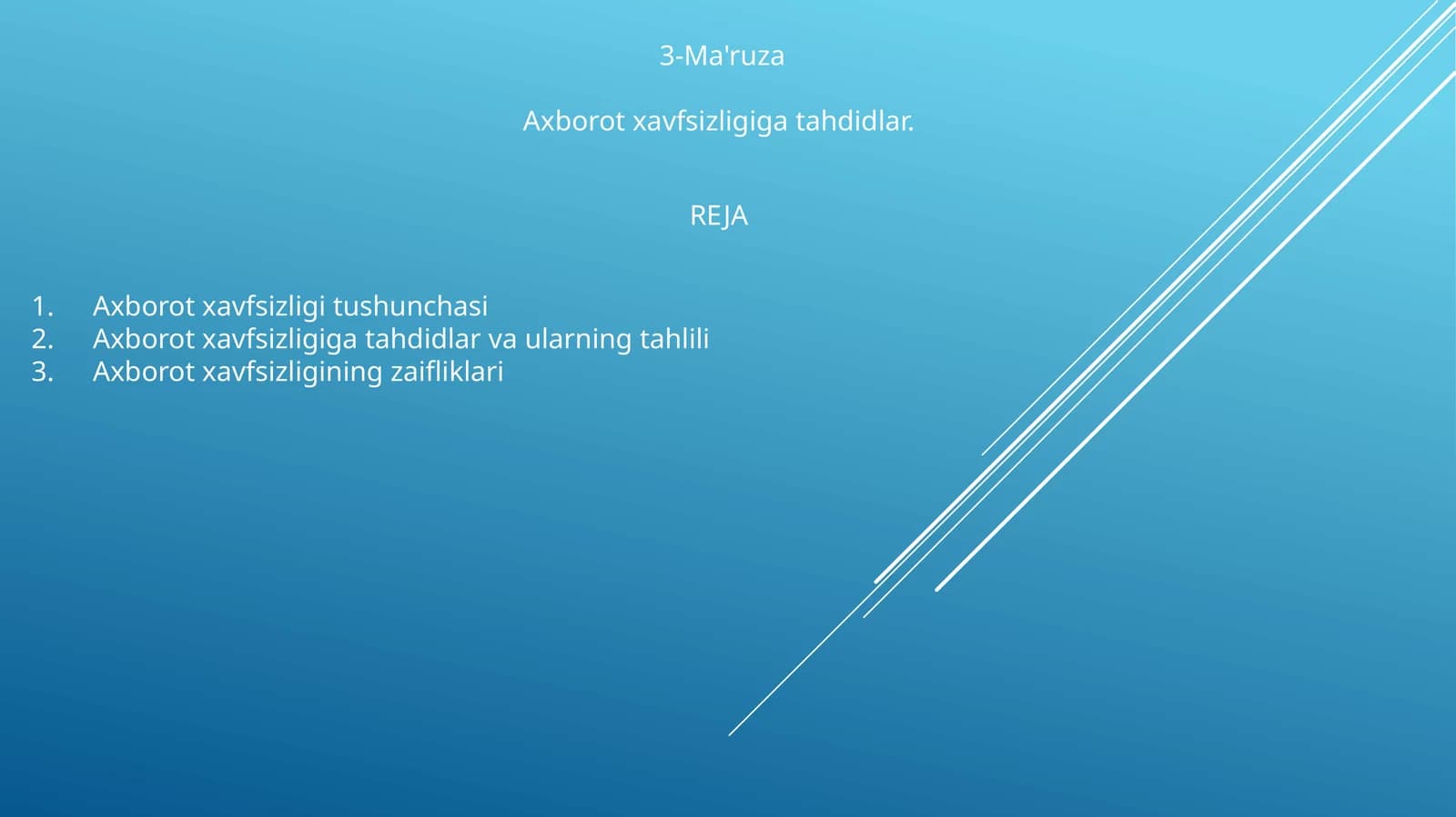 Axborot xavfsizligiga tahdidlar