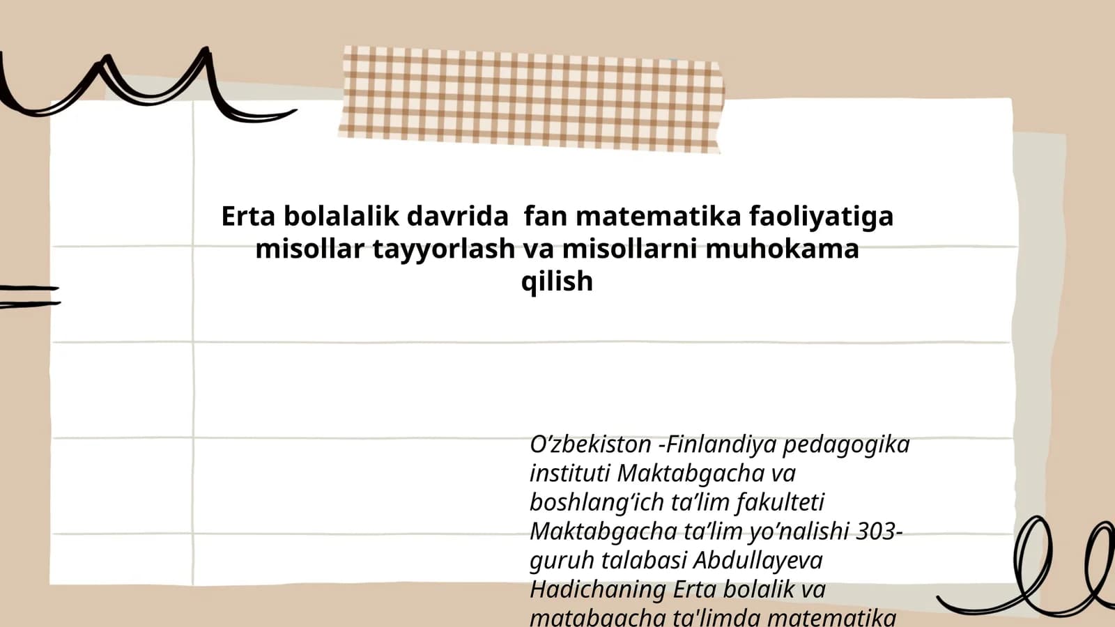 Erta bolalalik va matabgacha ta'limda matematika fanidan tayyorlagan taqdimoti