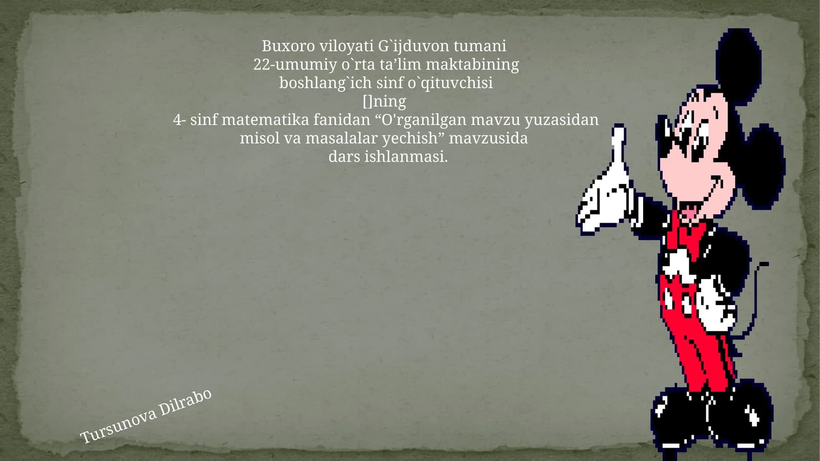 O'rganilgan mavzu yuzasidan misol va masalalar yechish