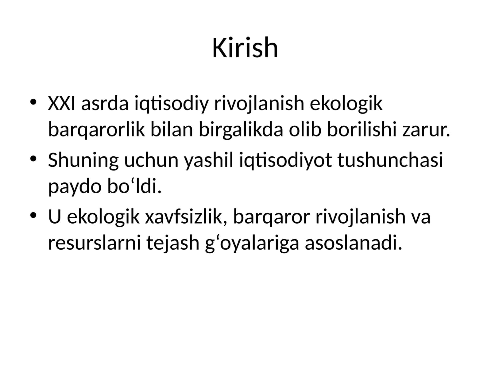 Yashil iqtisodiyotning paydo bo'lishi
