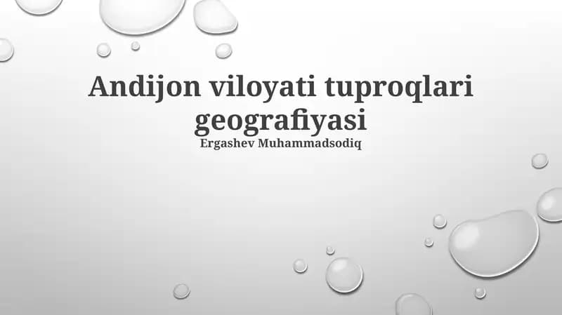 Andijon viloyati tuproqlari geografiyasi