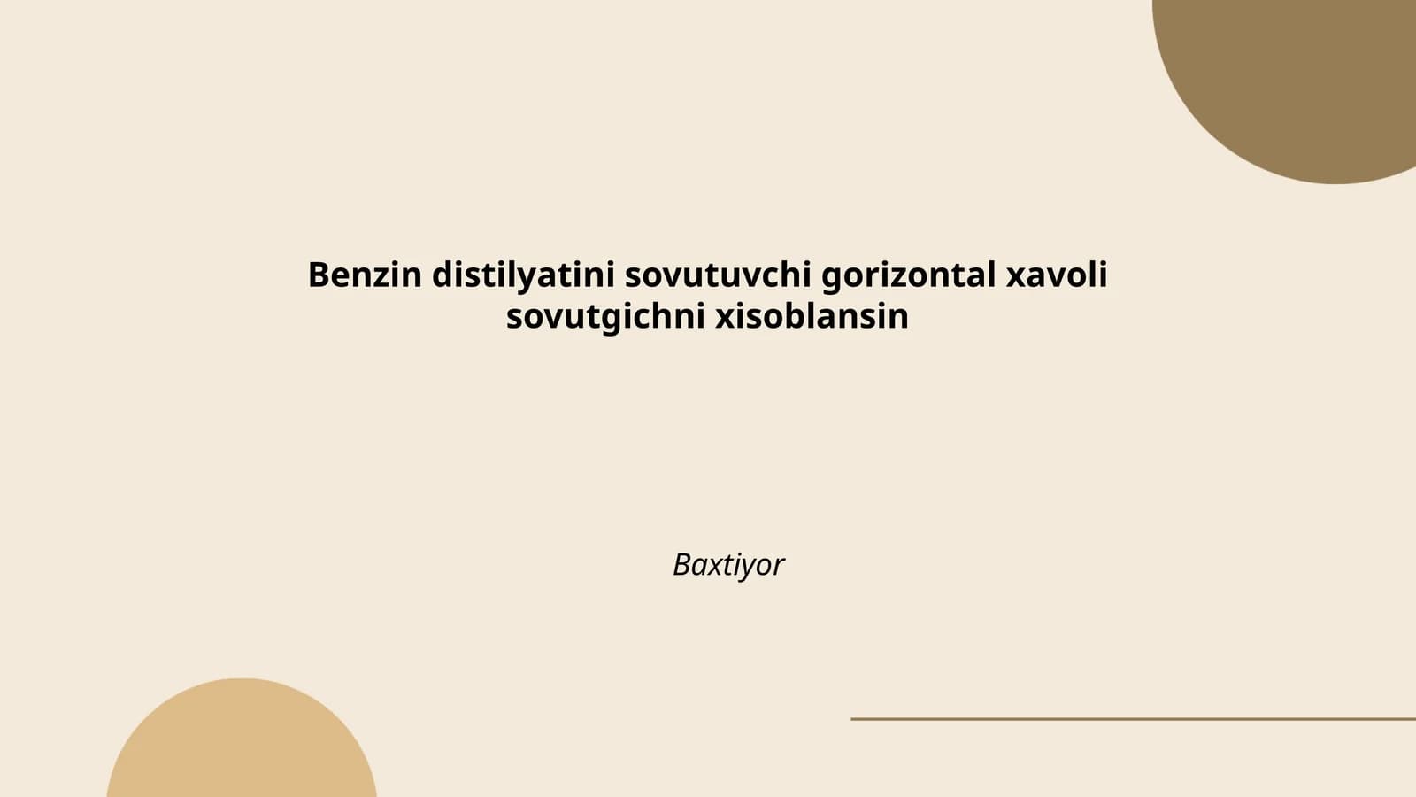 Benzin distilyatini sovutuvchi gorizontal xavoli sovutgichni xisoblansin