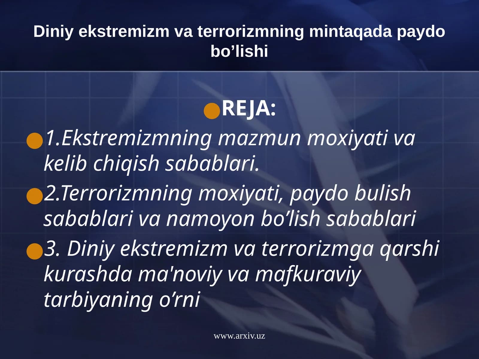 Diniy ekstremizm va terrorizmning mintaqada paydo bo’lishi