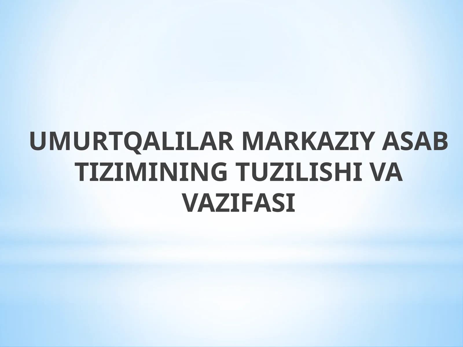 Umurtqalilar markaziy asab tizimining tuzilishi va vazifasi