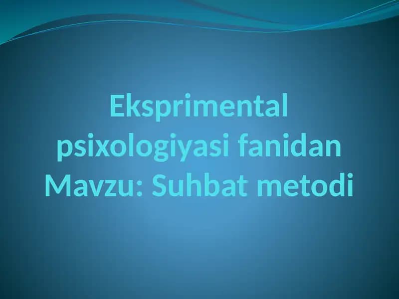 Suhbat metodi