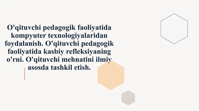O'qituvchi Pedagogik Faoliyati va Kompyuter Texnologiyalari