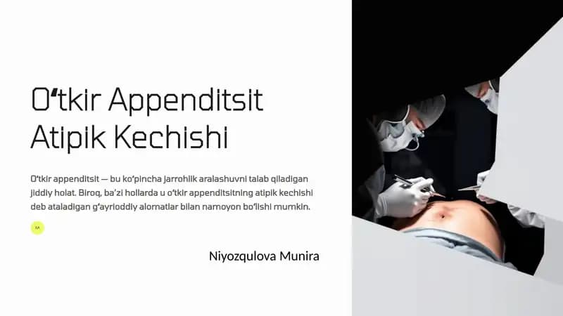 Oʻtkir Appenditsit Atipik Kechishi