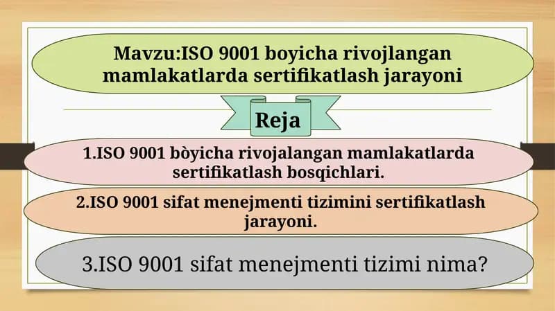 ISO 9001 sertifikatlash jarayoni