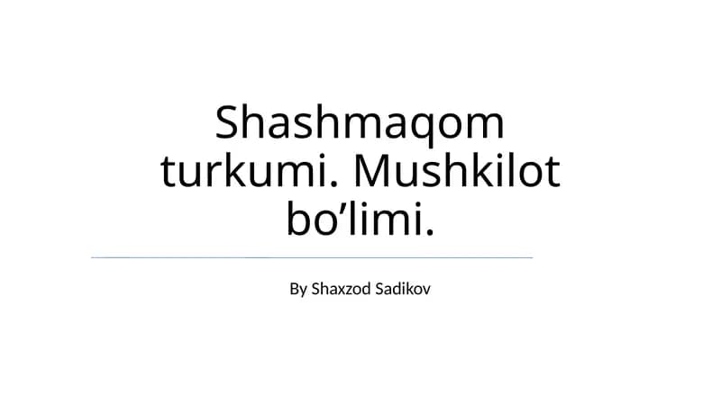 Shashmaqom turkumi