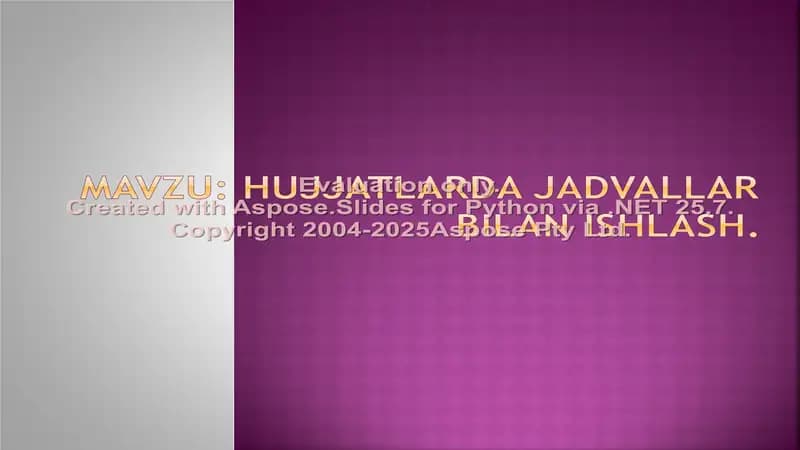 Hujjatlarda jadvallar bilan ishlash.