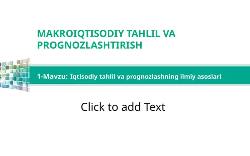 Iqtisodiy tahlil va prognozlashning ilmiy asoslari