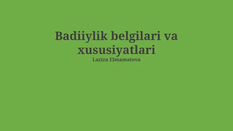 San'atkorlikning asosiy belgilari va xususiyatlari