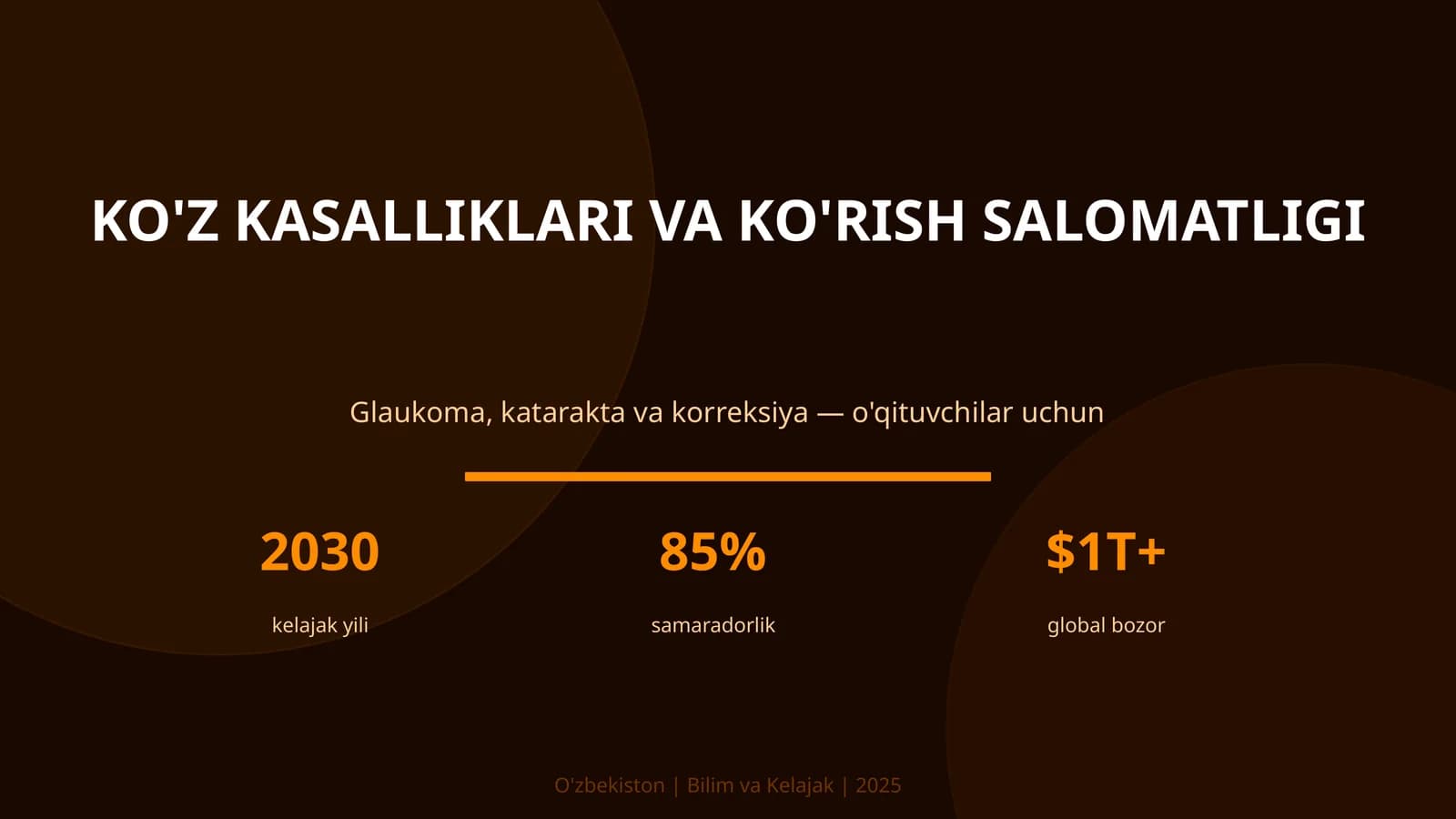 KO'Z KASALLIKLARI VA KO'RISH SALOMATLIGI