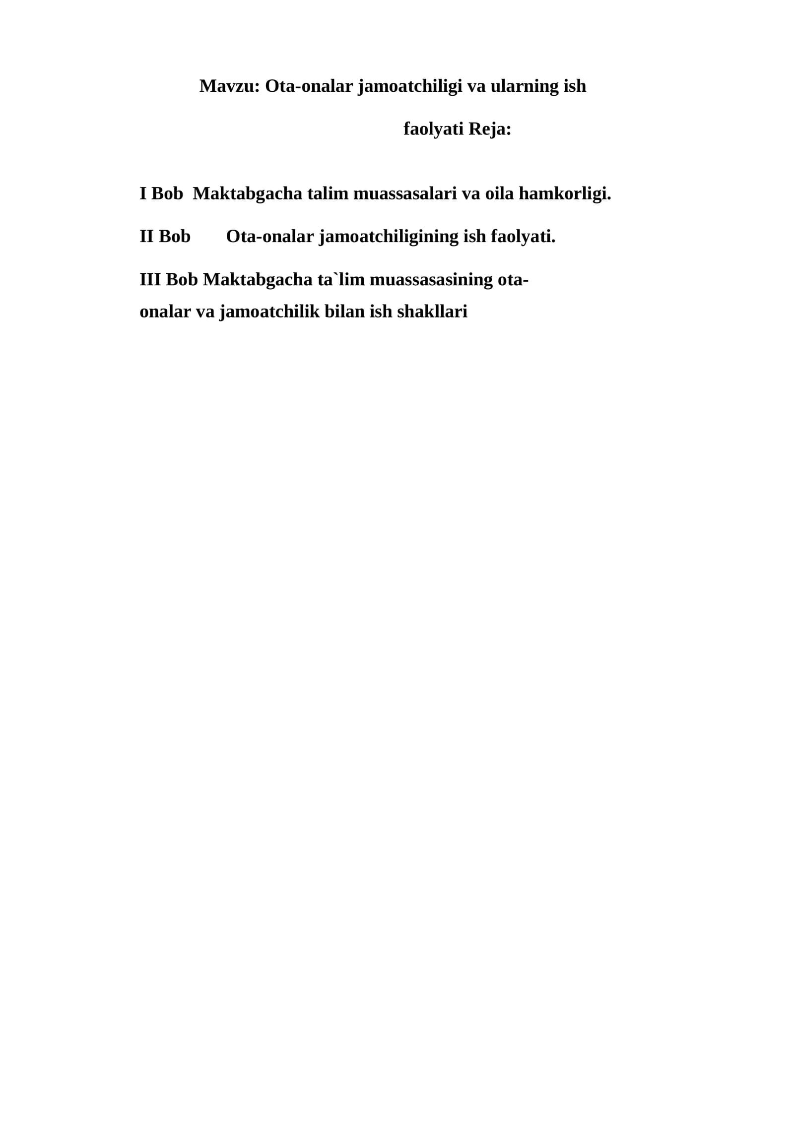 Ota-onalar jamoatchiligi va ularning ish faolyati