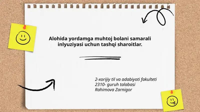 Inkluziv ta'limda jismoniy muhitni moslashtirish