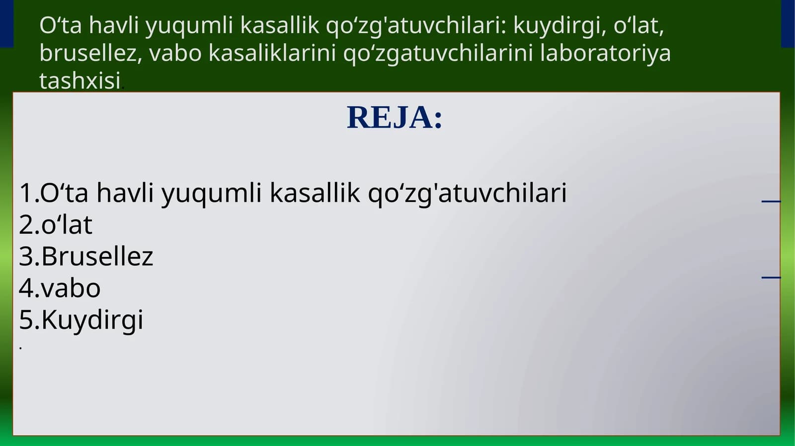 Oʻta havli yuqumli kasallik qoʻzg'atuvchilari O'lat, vabo kuydirgi brutselyoz