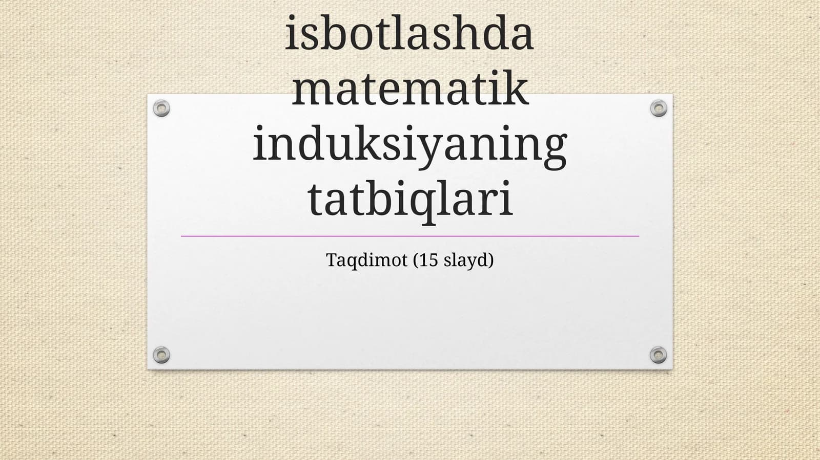Geometrik isbotlashda matematik induksiyaning tatbiqlari