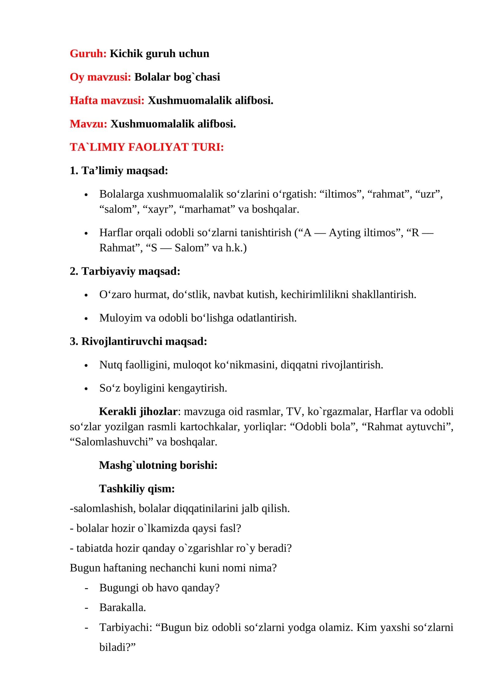 Xushmuomalalik alifbosi