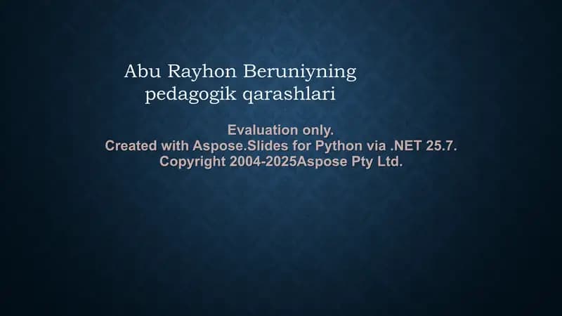 Abu Rayhon Beruniyning pedagogik qarashlari