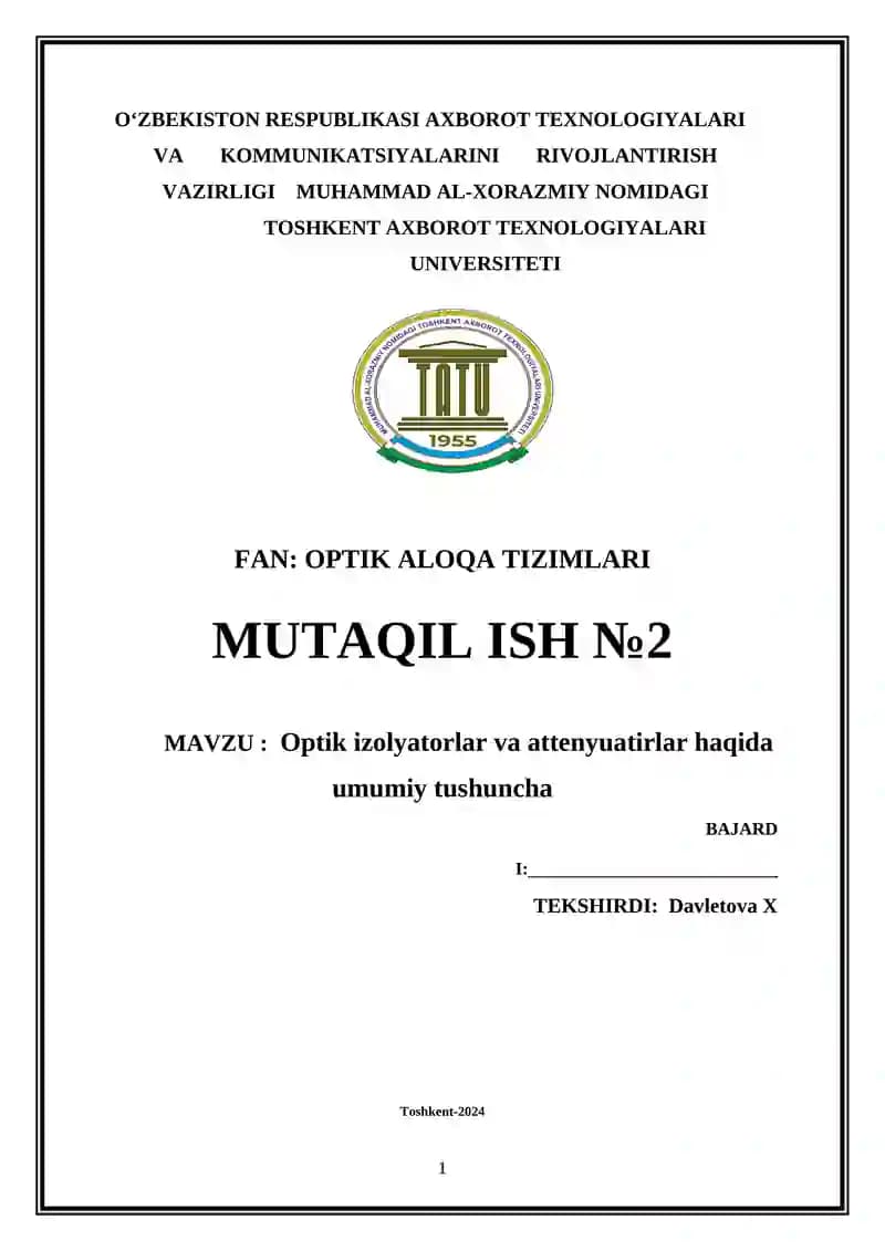 Optik izolyatorlar va attenyuatirlar haqida umumiy tushuncha