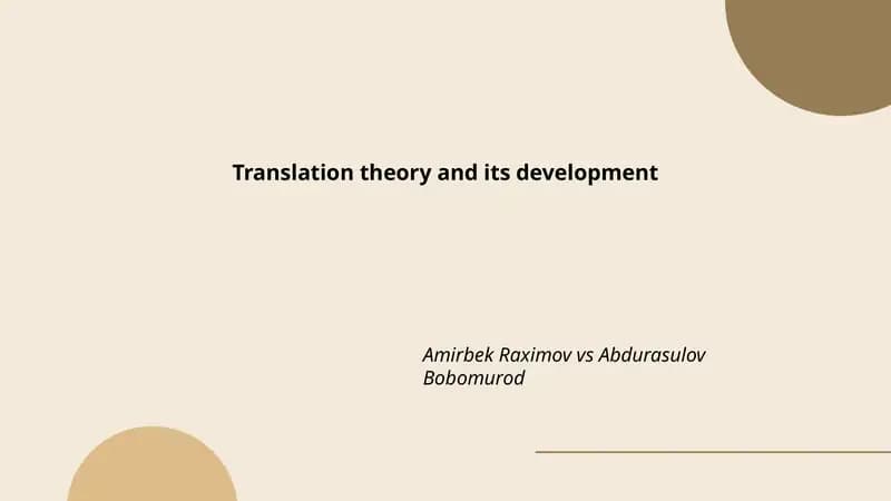 Translation theory and its development