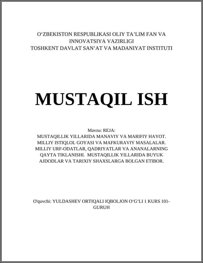 MUSTAQIL ISH