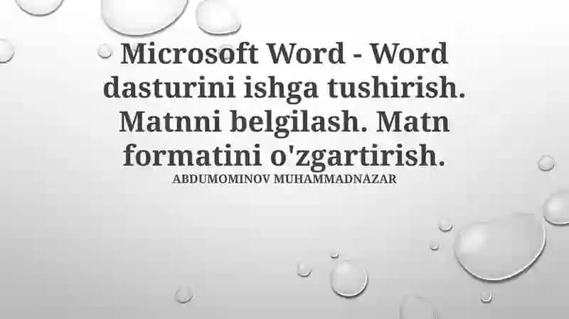 Microsoft Word dasturini ishga tushirish