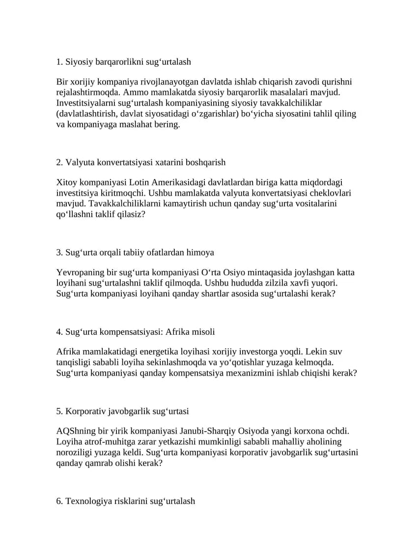 Siyosiy barqarorlikni sug‘urtalash