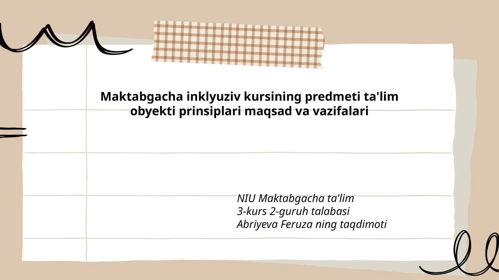 Maktabgacha inklyuziv kursining predmeti