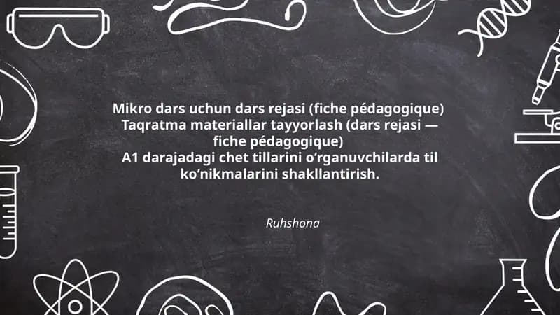 Mikro dars uchun dars rejasi (fiche pédagogique)