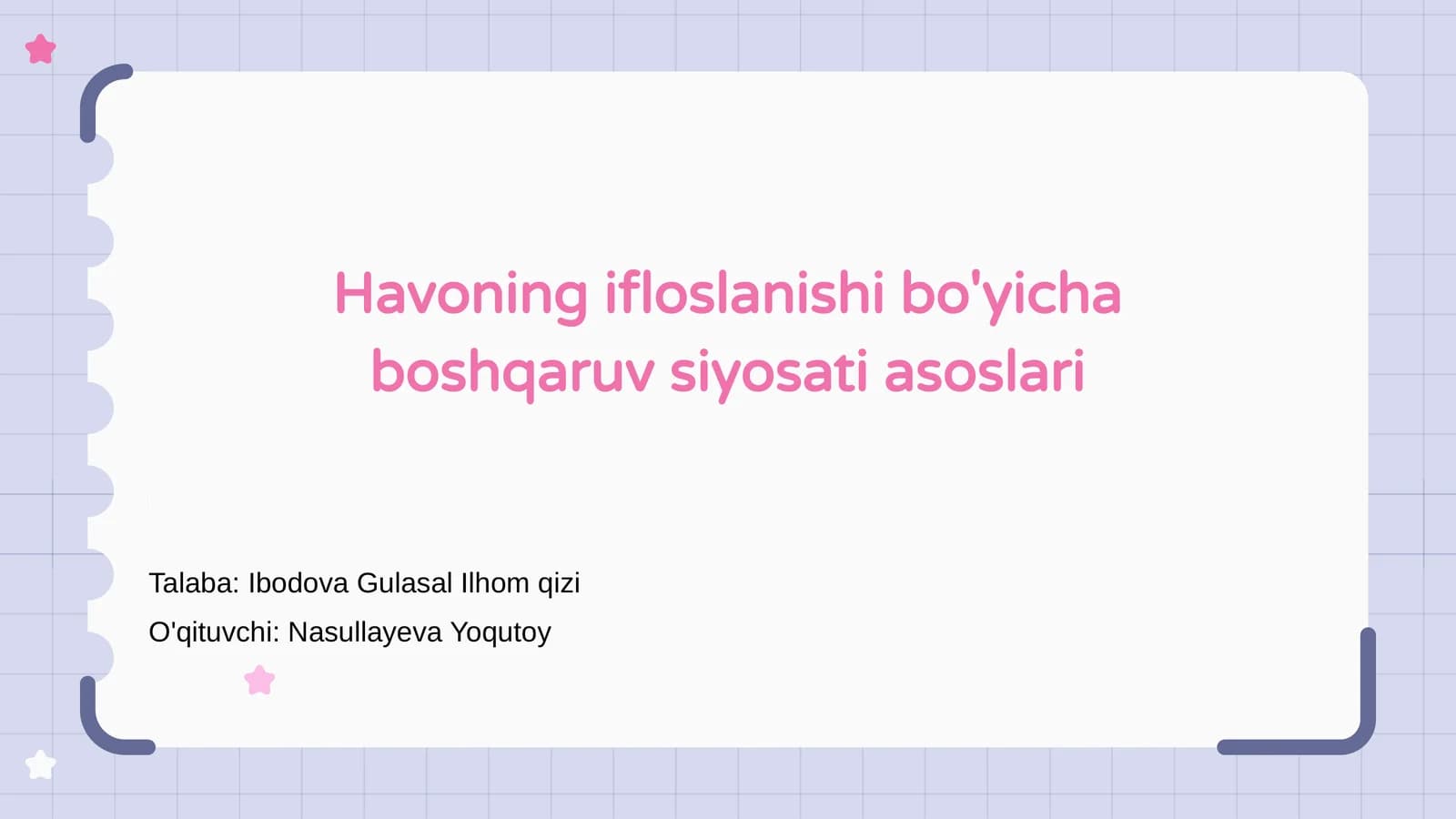 Havoning ifloslanishi bo'yicha boshqaruv siyosati asoslari