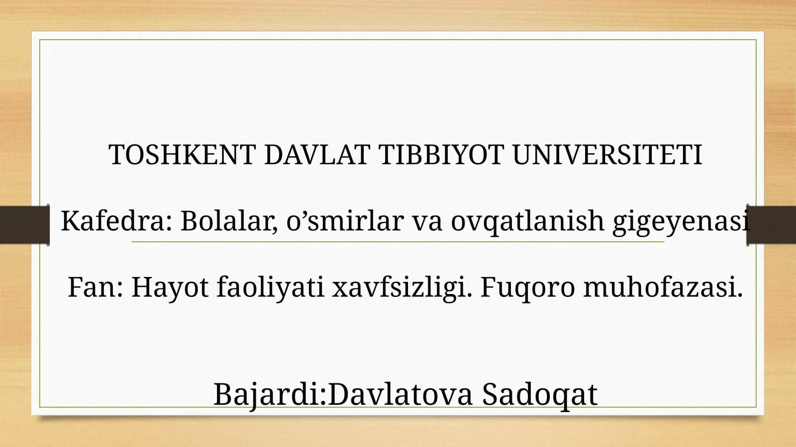 Hayot faoliyat xavfsizligi. Fuqaro muhofazasi