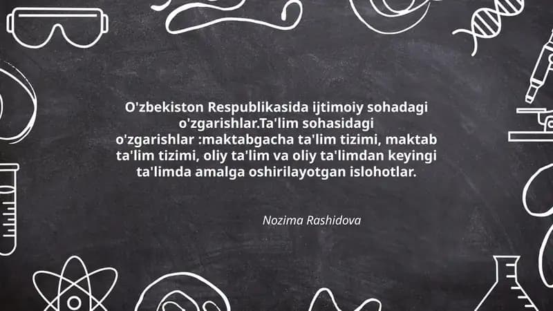 O'zbekiston Respublikasida ijtimoiy sohadagi o'zgarishlar