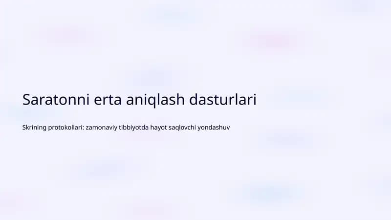 Saratonni Erta aniqlash dasturlari