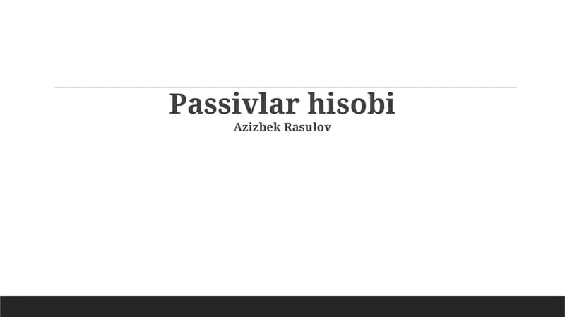 Passivlar hisobi