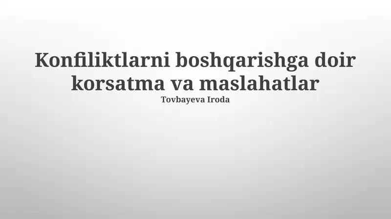 Mojarolarni boshqarish bo'yicha qo'llanma