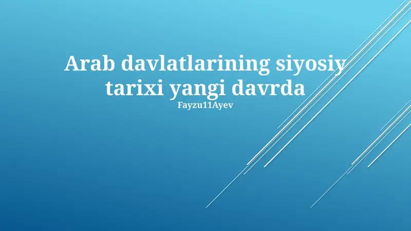 Arab davlatlarining siyosiy tarixi yangi davrda