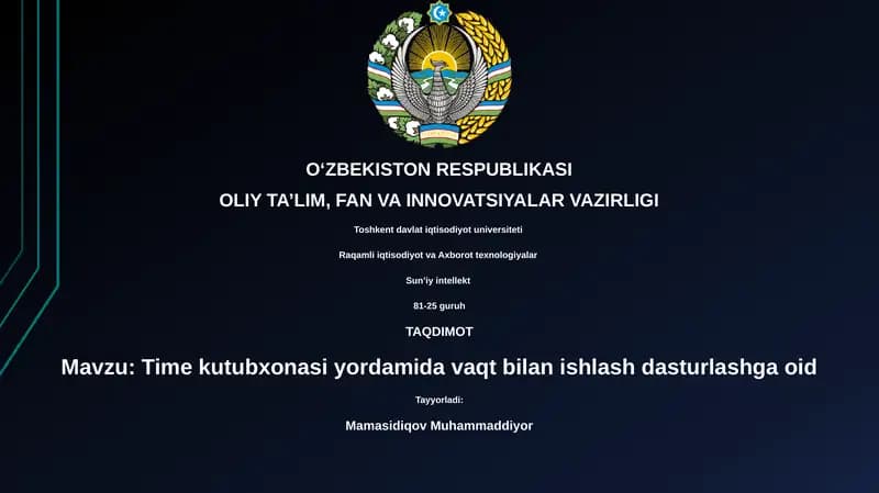 Time kutubxonasi yordamida vaqt bilan ishlash dasturlashga oid