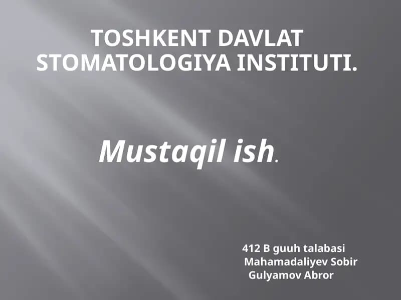 O’tkirostidavriodontogenosteomiyelit.surunkaliodontogenosteomiyelit.tekshirish,klinika,diagnostikavakompleksdavolashdajarrohvaortodontbajaradiganvazifalar